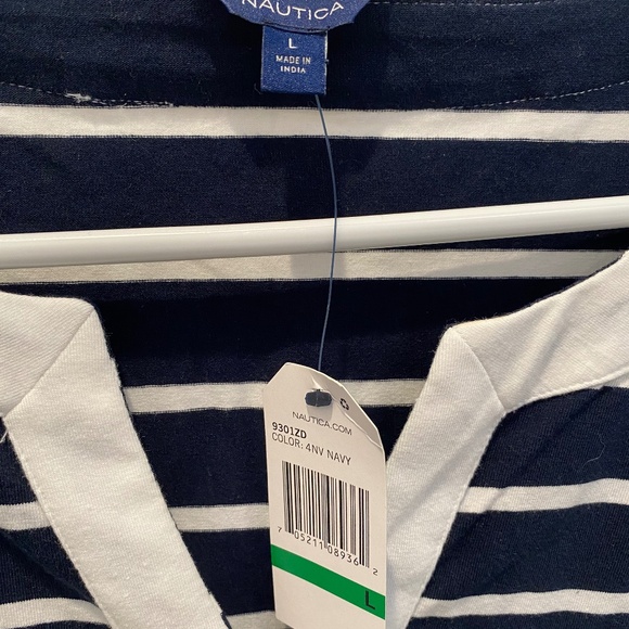 Nautica Striped Dress Sz. L Blue White New - Picture 2 of 3
